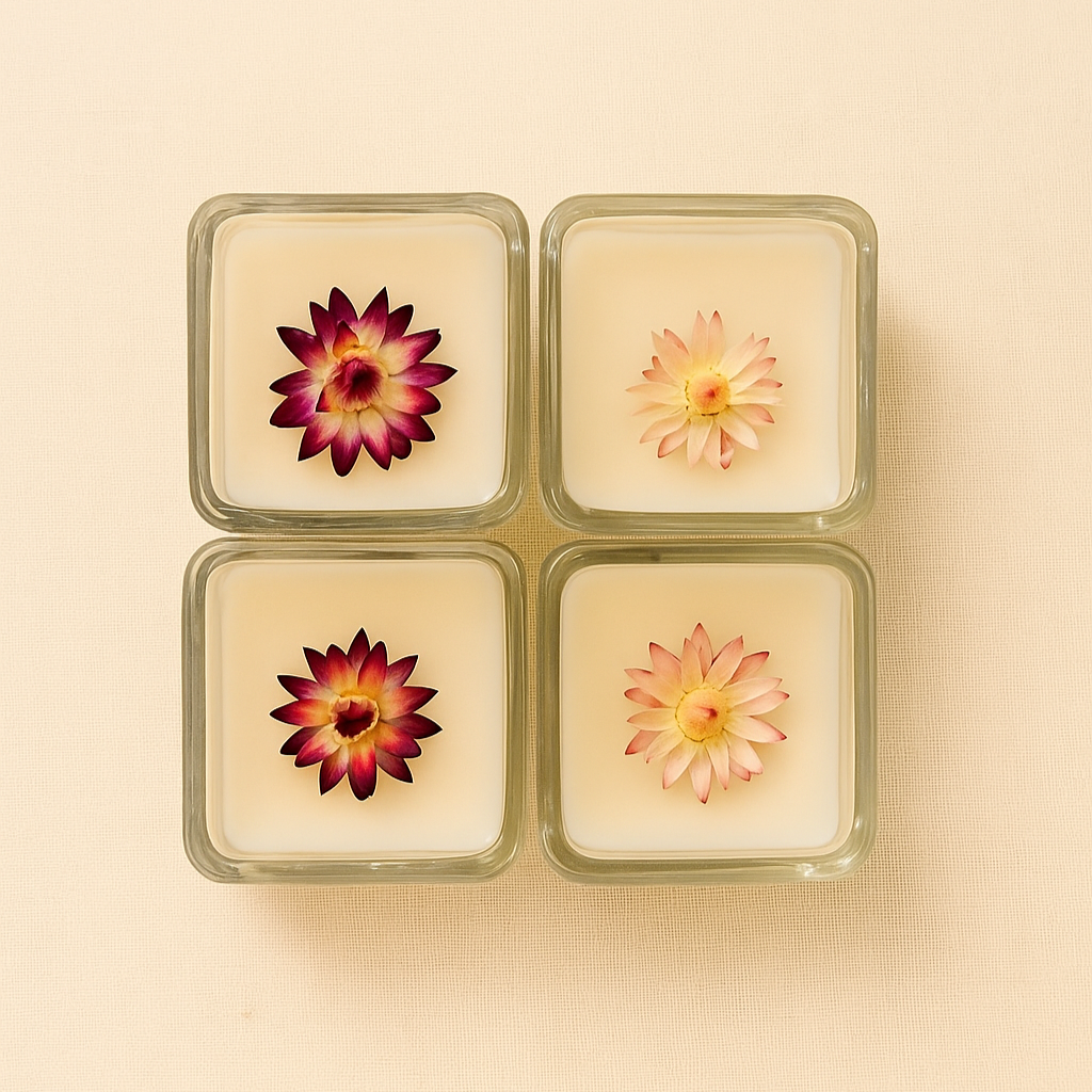 Kit 4 Velas com Flor Seca